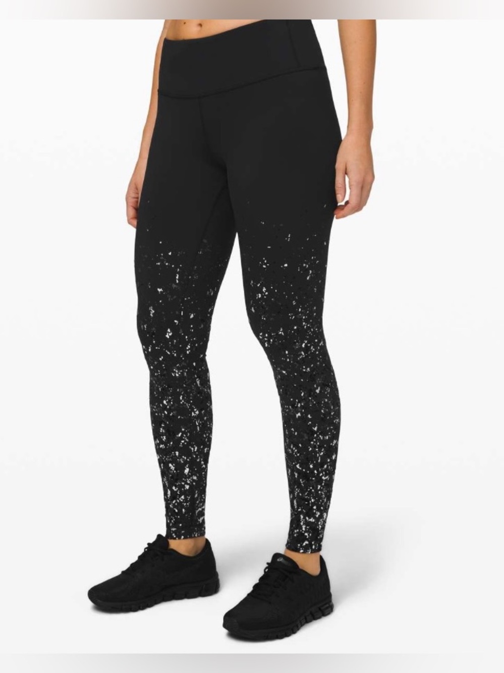 Lululemon Speed Wunder Tight 28" Speckle Shine Black Deep Coal Silver Size 6